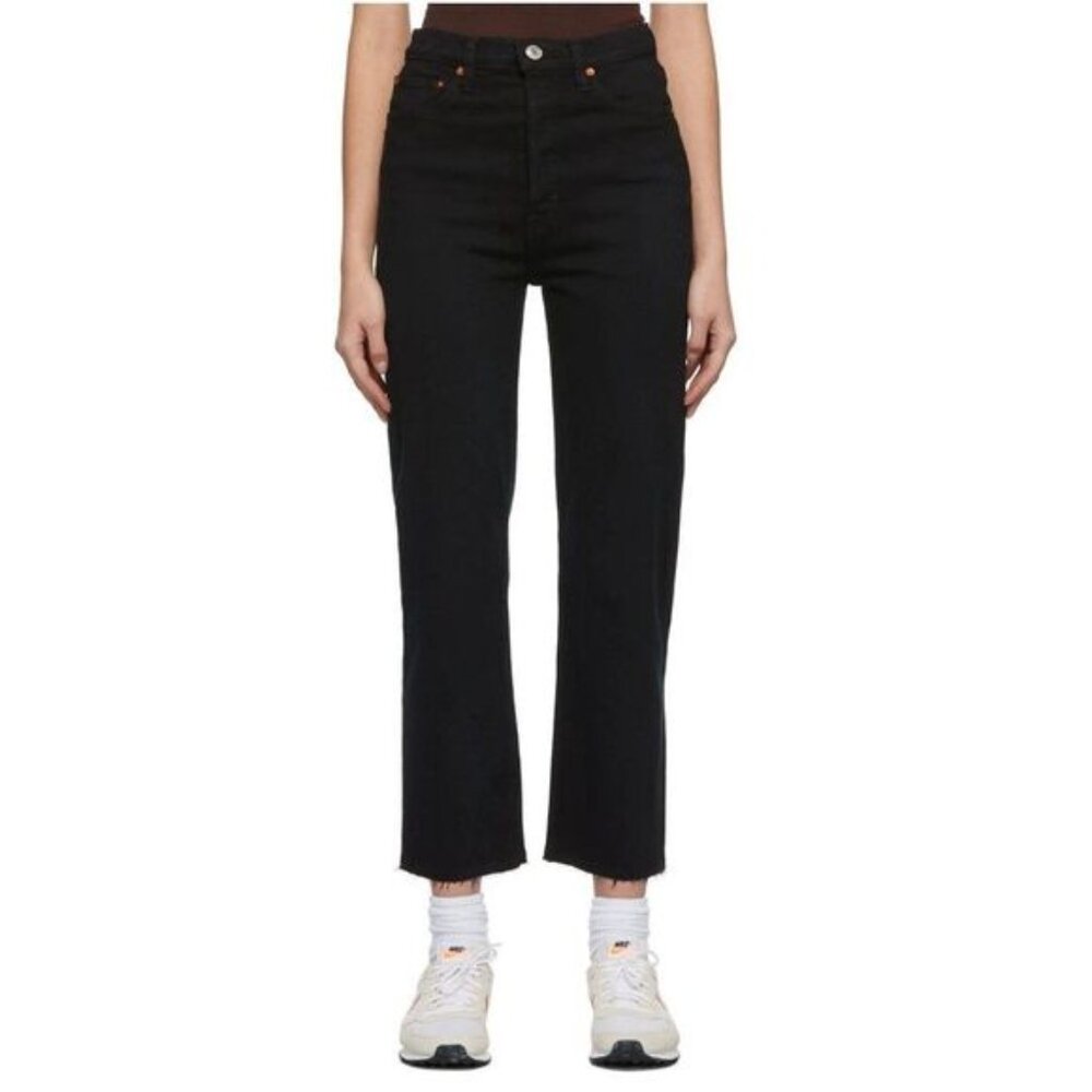 Re/Done 70s Stove Pipe High Rise Straight Leg Rigid Denim Button Fly Jeans 26